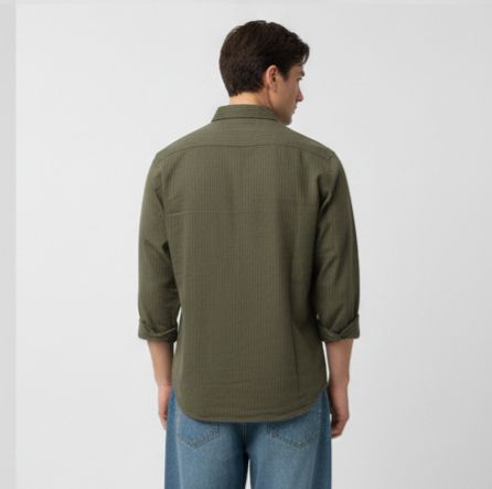 Sr garment Forest Olive Textured Casual Shirt