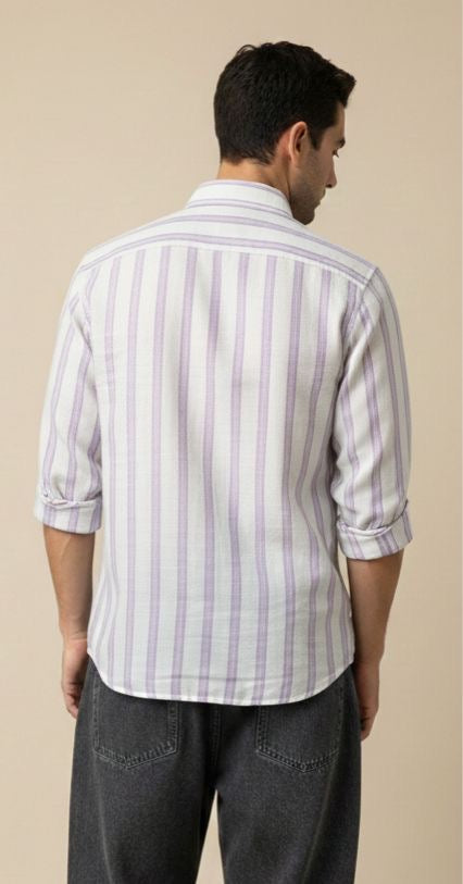 Sir garment Ivory Blush Multi-Stripe Shirt