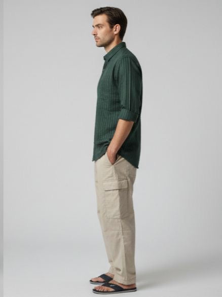 Sr garment Deep Forest Green Textured Shirt