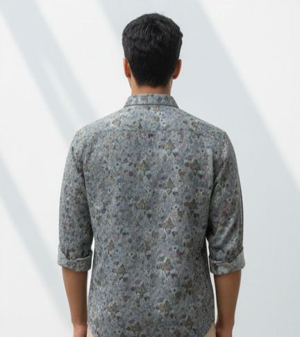Sr garment Steel Grey Floral Print Shirt