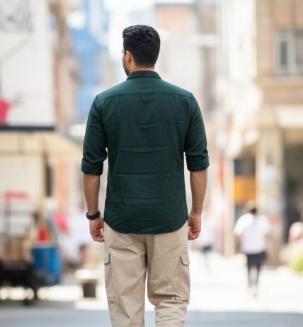 Sr garment Deep Teal Textured Casual Shirt