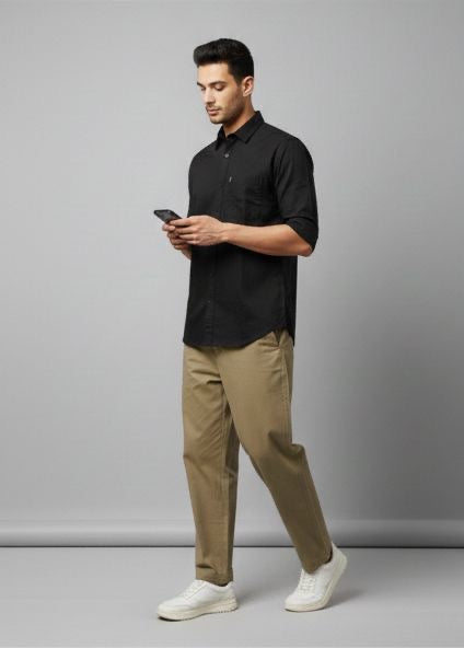 Sr garment Jet Black Classic Casual Shirt