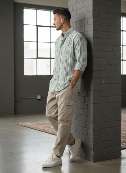 Sr garment Heritage Sage Stripe Shirt