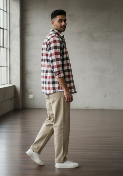 Sr garment Burgundy Ash Check Overshirt