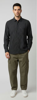 Sr garment Graphite Black Textured Casual Shirt