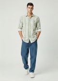 Sr garment Olive Breeze Vertical Stripe Shirt