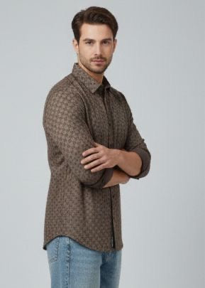 Sr garment Mocha Luxe Micro-Print Shirt