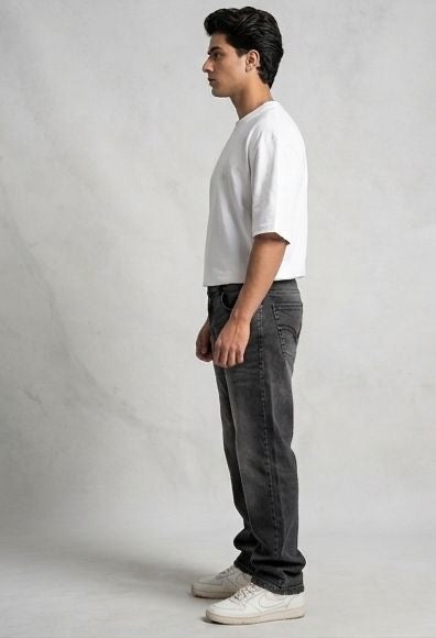 Sr garment Urban Relax Graphic White Tee & Faded Black Denim Set