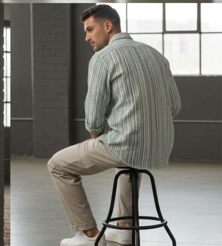 Sr garment Heritage Sage Stripe Shirt