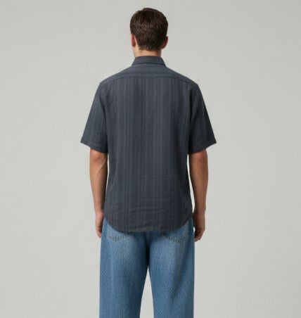Sr garment Charcoal Stripe Short-Sleeve Shirt