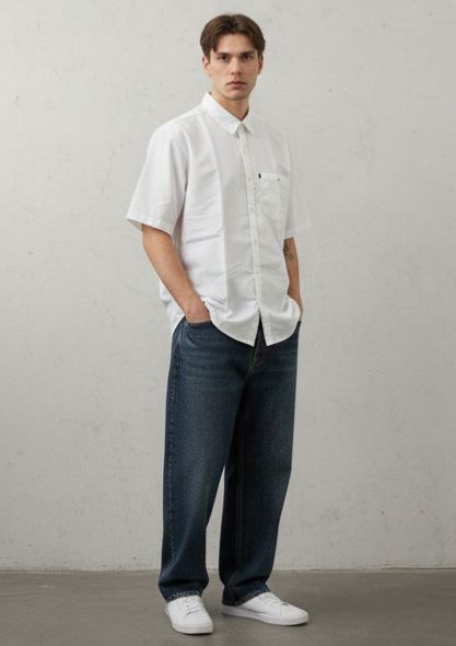 Sr garment Pure White Short-Sleeve Utility Shirt