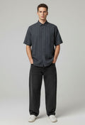 Sr garment Graphite Grey Short-Sleeve Textured Shirt