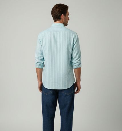 Sr garment Aqua Mint Vertical Stripe Shirt