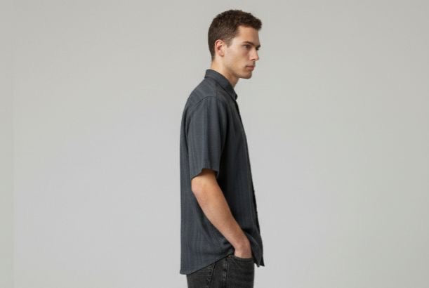 Sr garment Graphite Grey Short-Sleeve Textured Shirt
