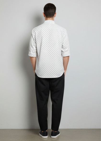 Sr garment Ivory Dot Print Classic Shirt