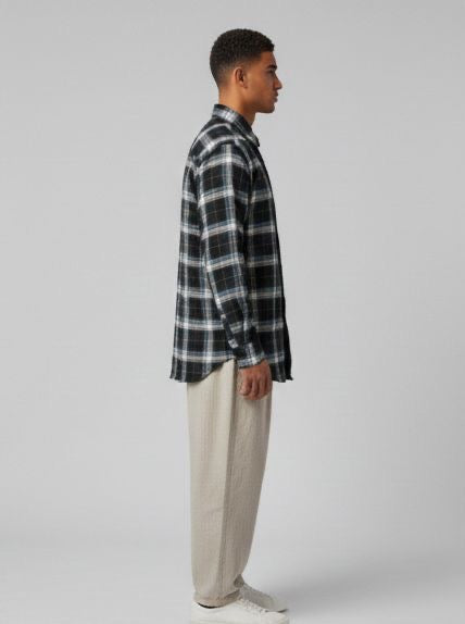 Sr garment Shadow Black Plaid Relaxed Shirt