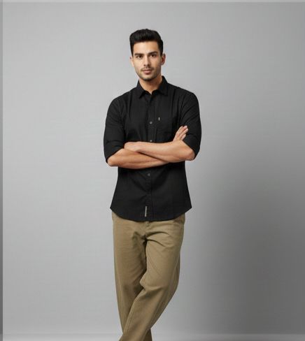 Sr garment Jet Black Classic Casual Shirt