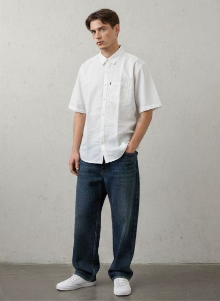 Sr garment Pure White Short-Sleeve Utility Shirt