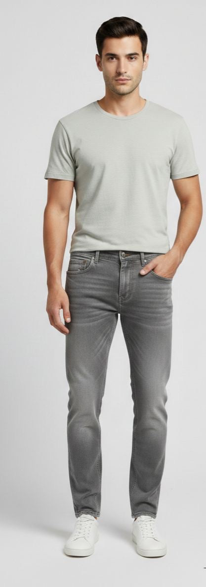 Sr garment StoneGrey Slim Denim & Sage Essential Tee