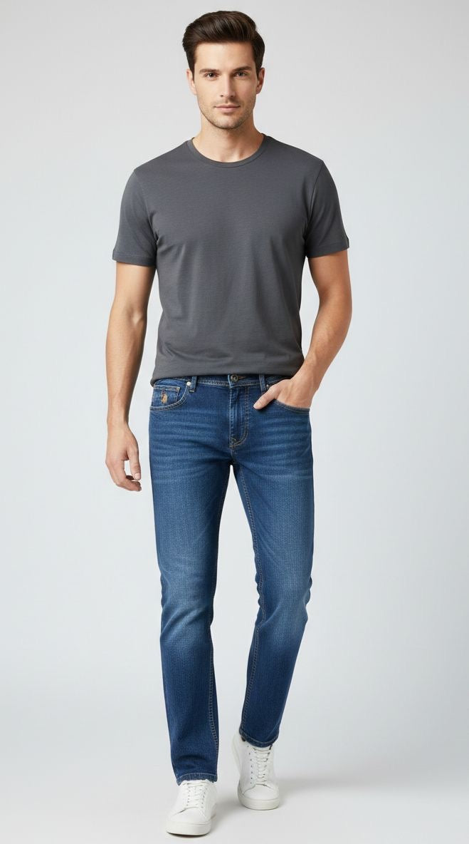 Sr garment Graphite Edge Slim Denim & Charcoal Essential Tee