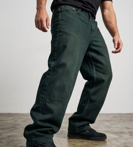 Sr garment Earth Tone Knit Sweater & Deep Green Denim Relaxed Set